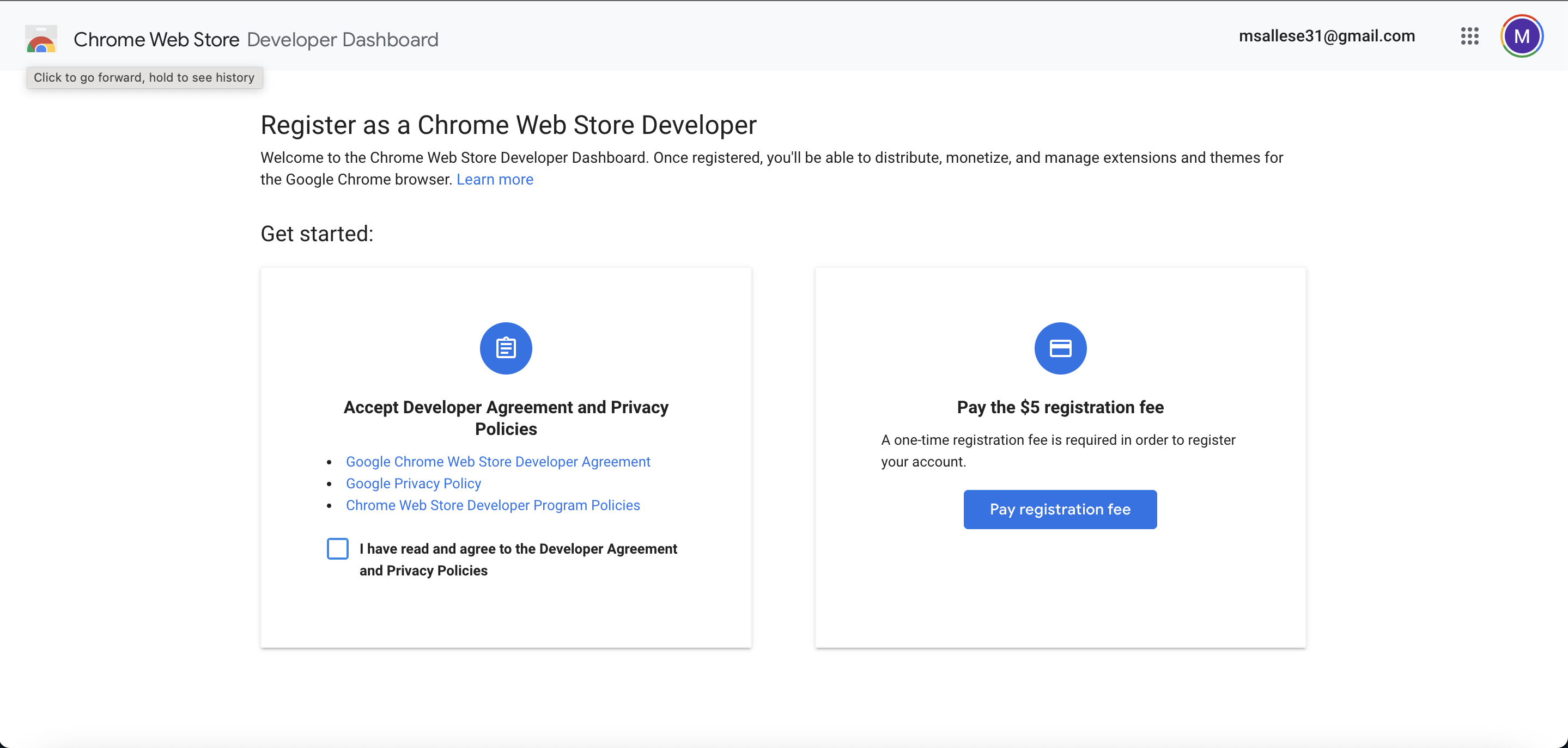 Register as a chrome developer