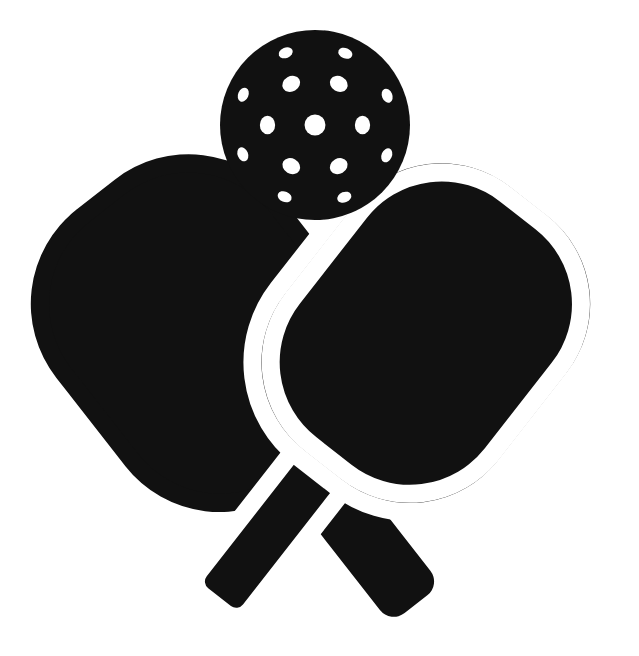 Crossed pickleball paddles silhouette, black clipart