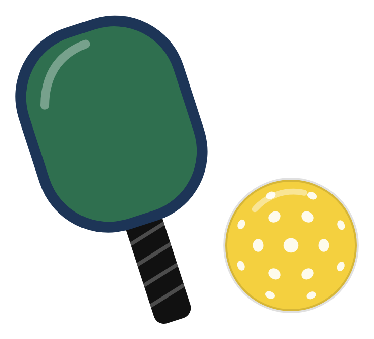 Pickleball paddle and ball clipart