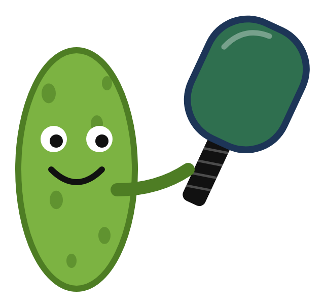 Pickle holding a pickleball paddle clipart