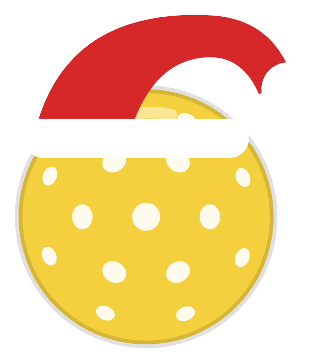 Pickleball wearing a Santa hat clipart